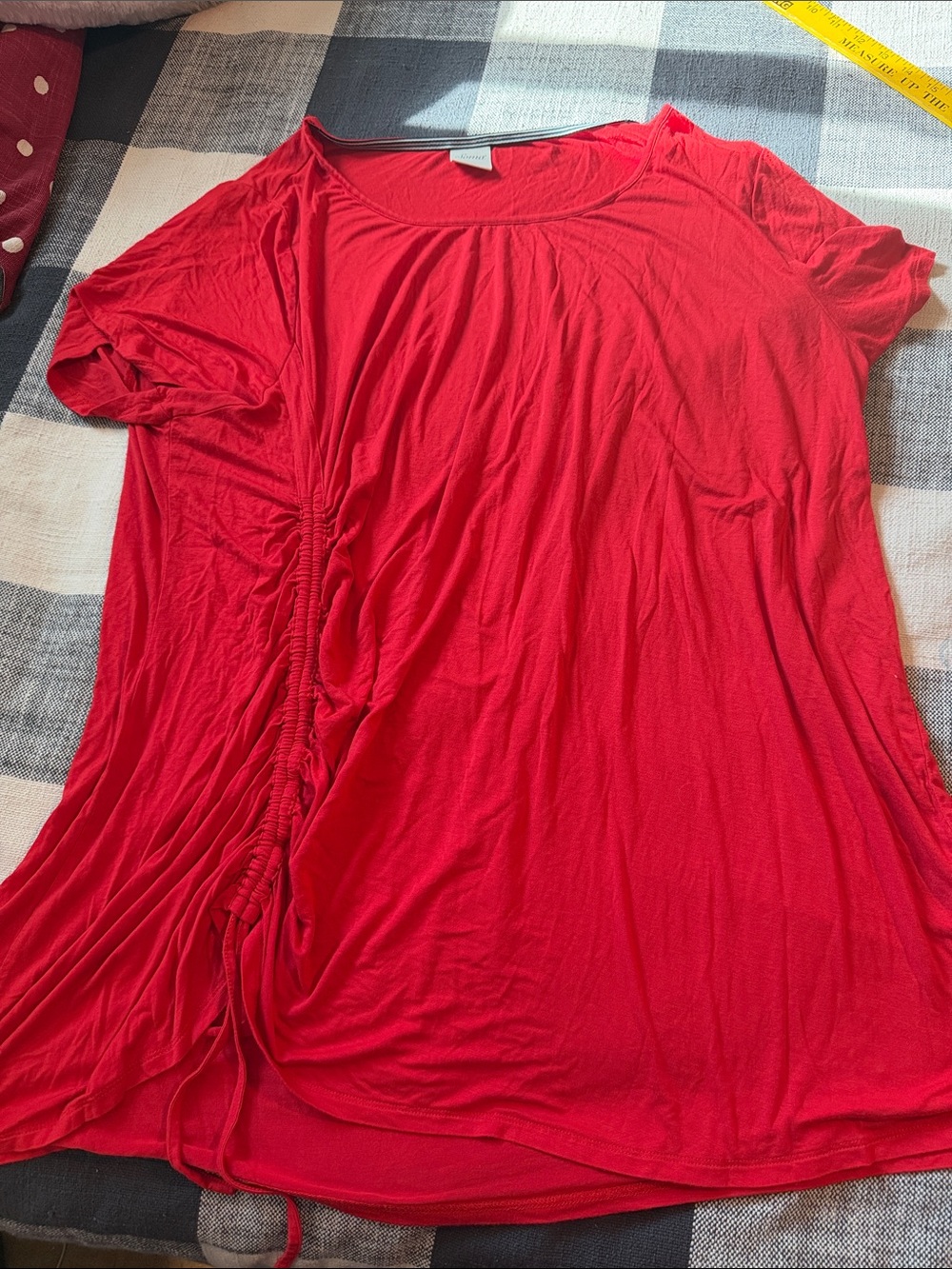 Soma Bright Red Side-Ruched Scoop Neck Tunic lounge top